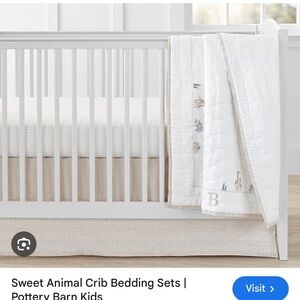 “B” initial Pottery Barn baby bedding set with crib skirt